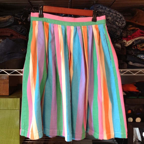 Modcloth Dresses & Skirts - Modcloth Pastel Rainbow Stripe Skirt With Pockets
